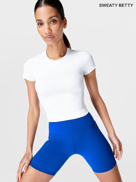 Sweaty Betty White Athlete Crop Seamless Workout T-Shirt (B21906) | £40