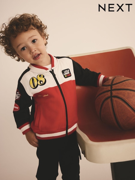 Red/Black Colourblock Zip Through Bomber Jacket (3mths-7yrs) (B22007) | £8.50 - £9