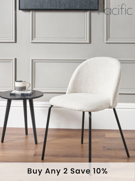 Pacific Grey Turi Pebble Linen Mix Dining Chair with Black Legs (B22273) | £165