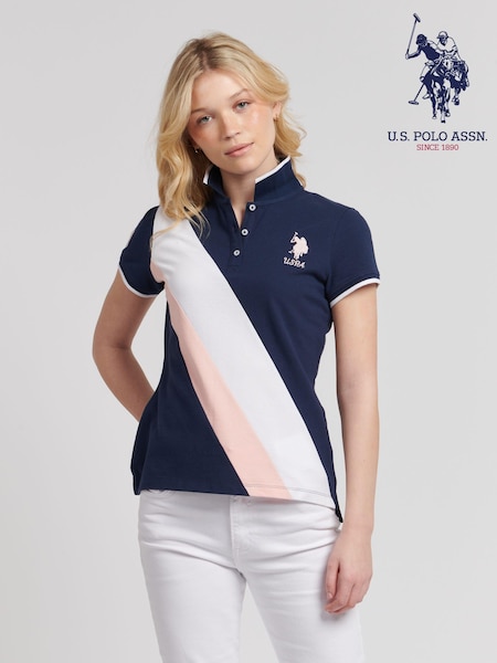 U.S. Polo Assn. Blue Womens Player 3 Sash Polo Shirt (B22291) | £50