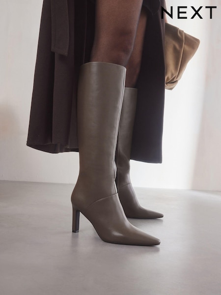Taupe Forever Comfort® Knee High Heeled Boots (B23002) | £65