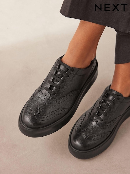 Black Forever Comfort® Leather Chunky Brogues Trainers (B23033) | £54
