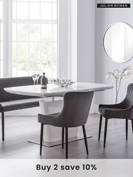 Julian Bowen Grey Velvet Como High Gloss Extending Table (B23045) | £630