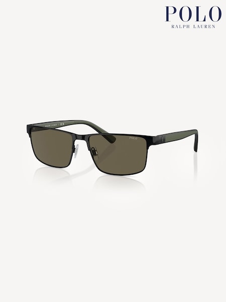 Polo Ralph Lauren Black Rectangle Sunglasses (B23432) | £148