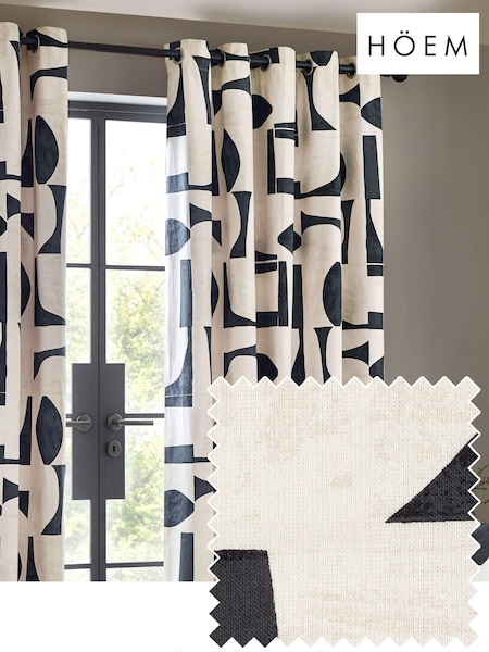 HÖEM Dusk Carro Abstract Geometric Eyelet 100% Cotton Curtains (B23443) | £30 - £74