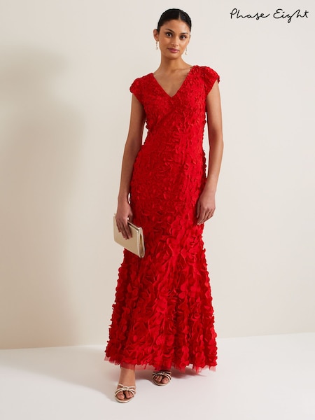 Phase Eight Red Charlene Ruffle Maxi Dress (B23544) | £349