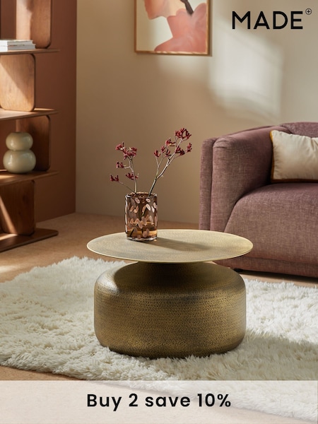 MADE.COM Hammered Brass Zuri Coffee Table (B23581) | £349
