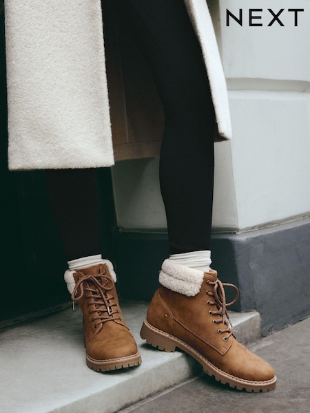 Tan Brown Extra Wide Fit Forever Comfort® Casual Lace-Up Ankle Boots (B23684) | £40