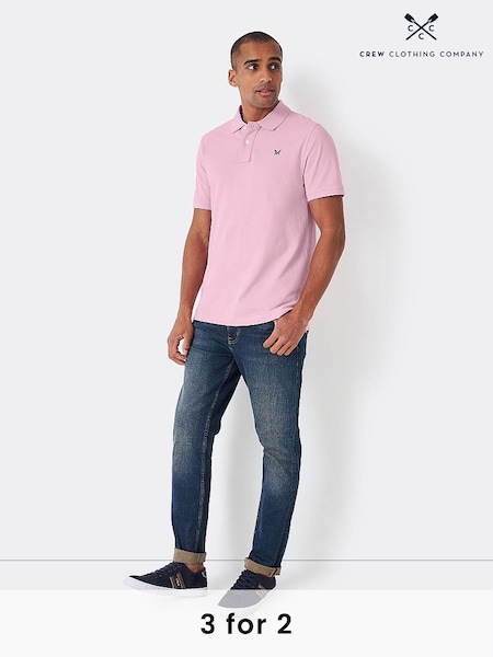 Crew Clothing Light Pink 100% Cotton Pique Polo Shirt (B23976) | £40