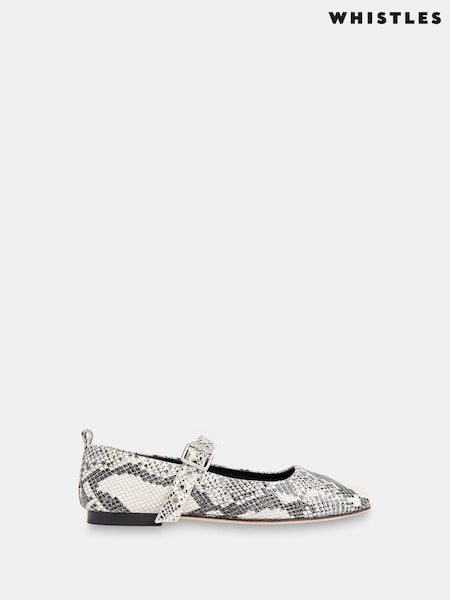 Whistles Black Snake Elba Ballet Pumps (B24226) | £119
