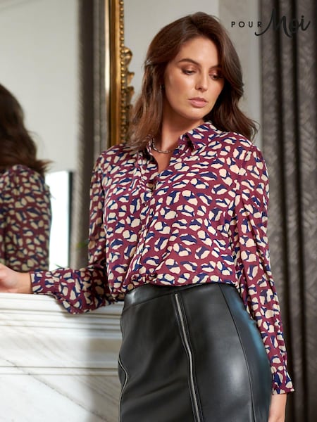 Pour Moi Purple Natalya Metallic Star Chiffon Shirt (B24538) | £45