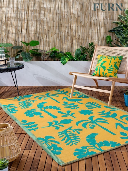 Furn Yellow Teal Marula Tropical Outdoor/Indoor Rug (B24699) | £18