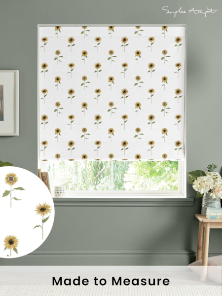 Sophie Allport White Sunflowers Made to Measure 100% Cotton Roman Blinds (B24745) | £79