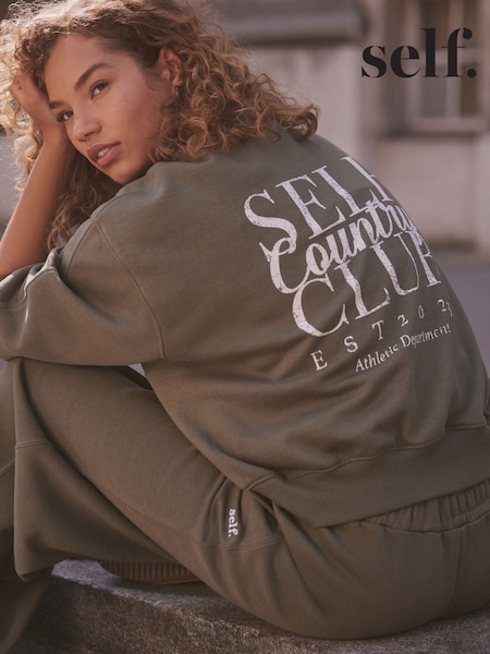 self. Khaki Green Crew Neck Sweat Top (B24896) | £25
