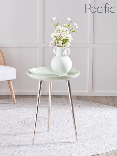 Pacific Sage Green Seline Enamelled Table with Gold Legs (B24961) | £135