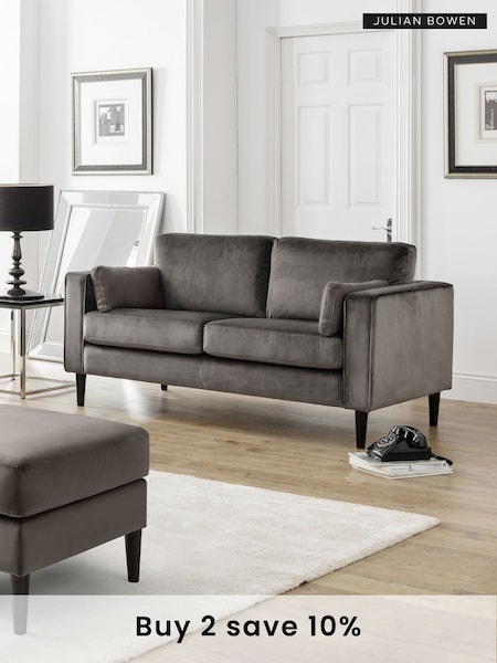 Julian Bowen Grey Velvet Hayward Medium 2 Seater Sofa (B25060) | £595