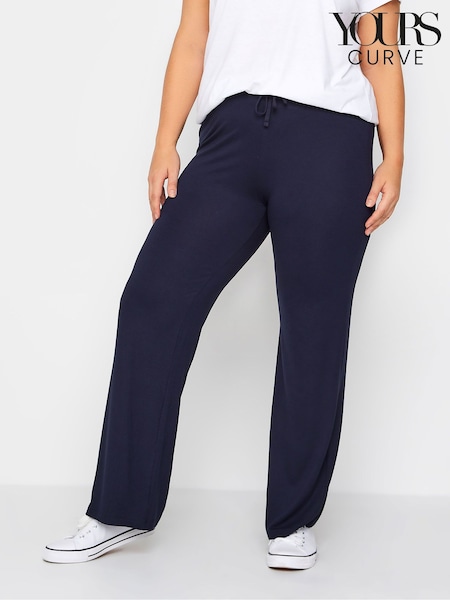 Yours Curve Blue Wide Leg Stretch Jogger Pants (B25100) | £27