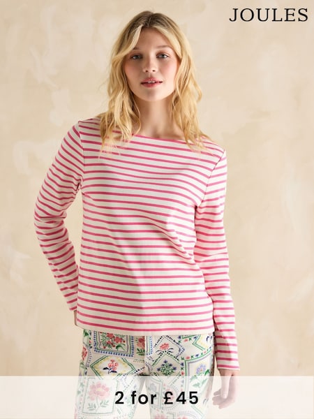 Joules Harbour Bright Pink Boat Neck Breton Top (B25191) | £30