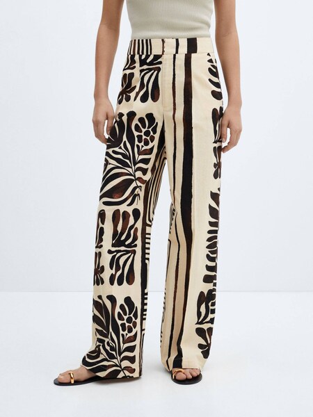 Mango Brown Printed Cotton Trousers (B25672) | £10