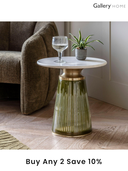 Gallery Home Gold Marrakesh Glass and Marble Side Table (B25722) | £291