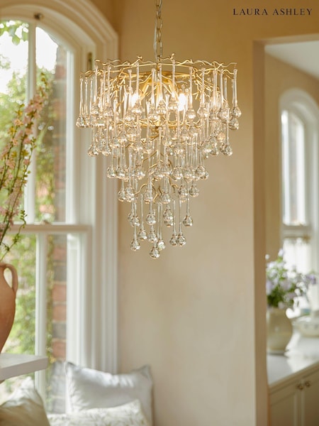 Laura Ashley Gold Willlow 4 Light Tall Chandelier (B26064) | £360