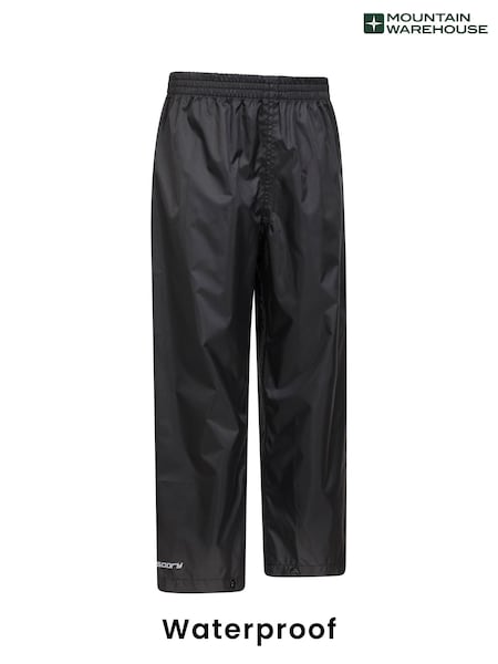 Mountain Warehouse Black Kids Pakka II Waterproof Overtrousers (B26187) | £20