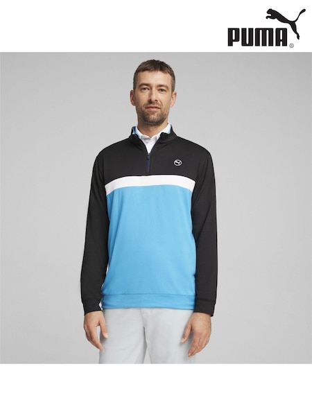 Puma Black Pure Colourblock Golf Quarter Zip Mens Top (B26407) | £55