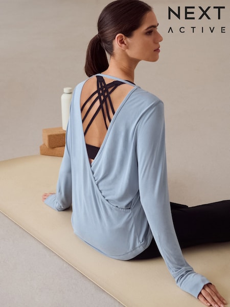 Pale Blue Active Open Back Soft Touch Top (B26456) | £26