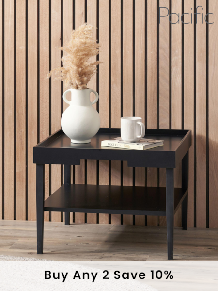 Pacific Black Marnie Wood Coffee Table with Shelf (B26782) | £230