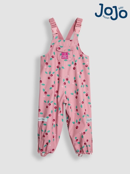 JoJo Maman Bébé Pink Cherry Print Waterproof Dungarees (B26902) | £39.50 - £41.50