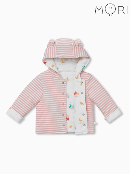 MORI Pink Cotton and Bamboo Peppa Pig Print Reversible Jacket (B27340) | £46.50
