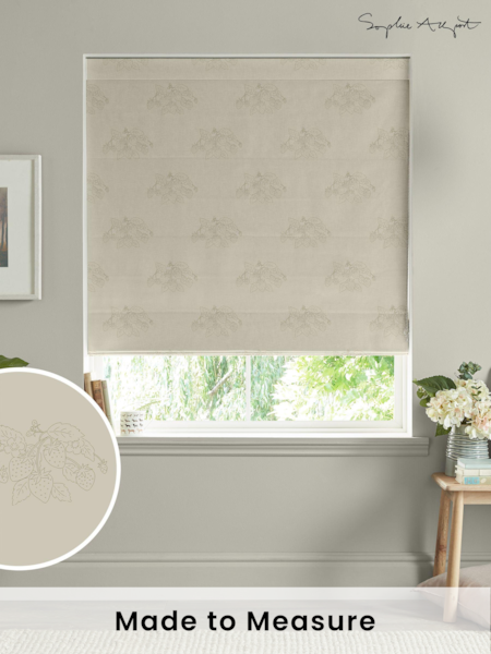 Sophie Allport Sage Green Vector Strawberry Made to Measure 100% Cotton Roman Blinds (B27390) | £79