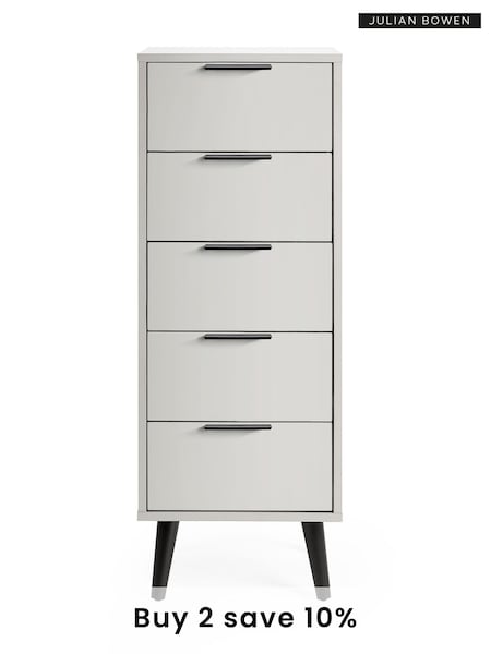 Julian Bowen Grey Alba 5 Drawer Narrow Chest (B27648) | £280