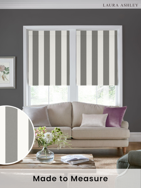 Laura Ashley Steel Grey Lille Stripe Made to Measure Roller Blind (B27700) | £58