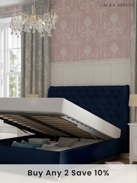 Laura Ashley Annaly Velvet Midnight Navy Chatsworth Ottoman Storage Bed Upholstered (B28179) | £850 - £1,050