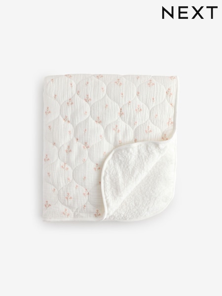 Delicate Floral Muslin Baby Fleece Blanket (B28499) | £16