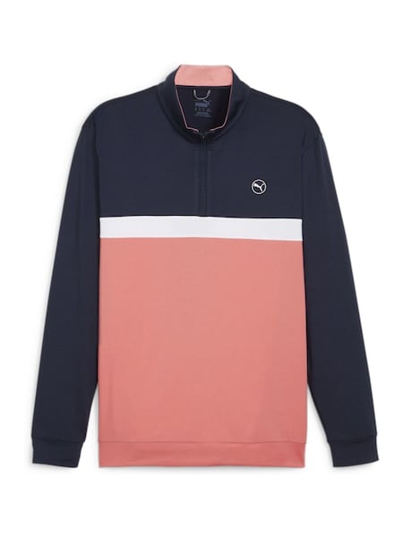 Puma Blue Light Pure Colourblock Golf Quarter Zip Mens Top (B28584) | £55