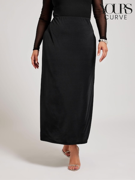Yours Curve Black YOURS LONDON Curve Forest Green Slinky Maxi Skirt (B28825) | £36