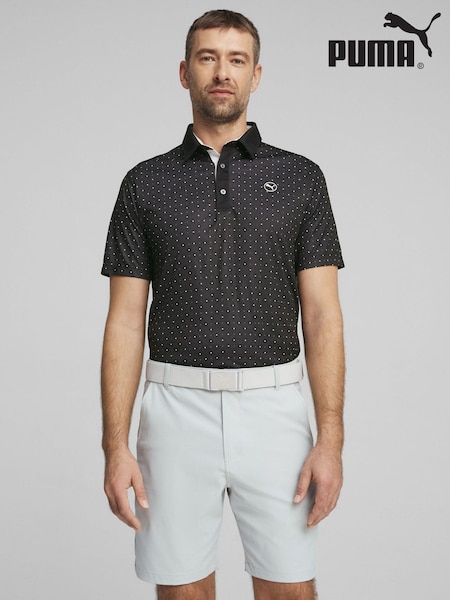 Puma Black Pure Geo Golf Mens Polo Shirt (B28898) | £40