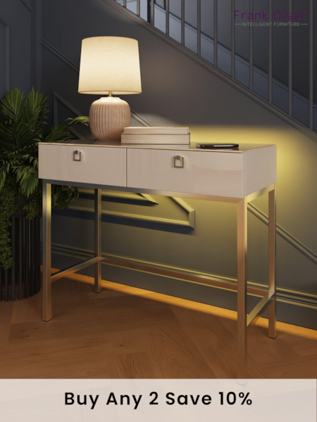 Frank Olsen Antique White Lyra SMART Two Drawer Console Table (B29491) | £350