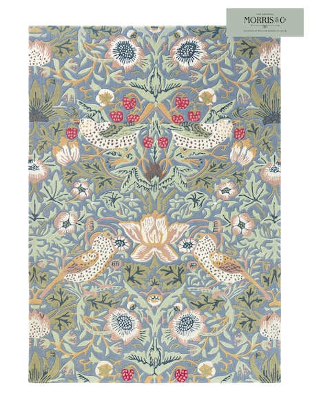 Morris & Co Blue Strawberry Thief Rug (B29564) | £580 - £1,160
