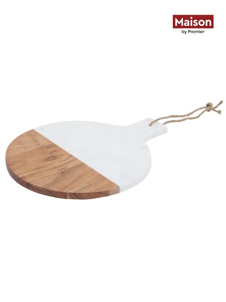 Maison by Premier White Large Marble And Acacia Wood Paddle Board (B29644) | £31