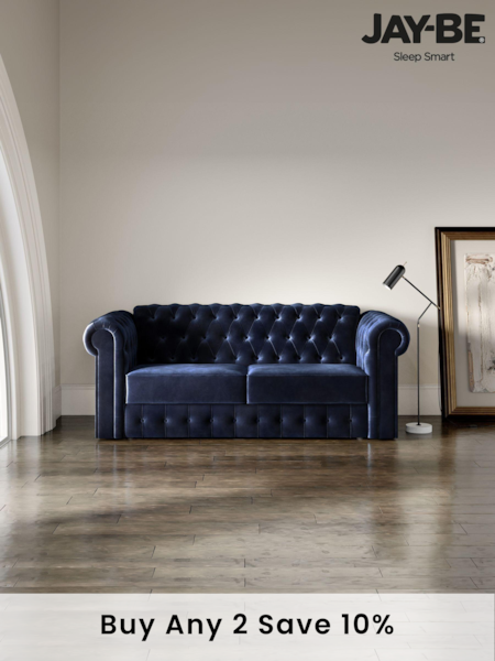 Jay-Be Luxe Velvet Royal Blue Chesterfield 3 Seater Sofa Bed (B29990) | £3,485