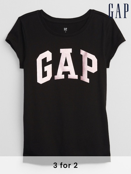 Gap Black/Rose Logo Graphic Short Sleeve Crew Neck T-Shirt (4-13yrs) (B30118) | £10