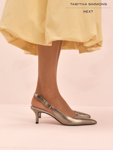 Gold Leather Tabitha Simmons x Next Dela Slingback Point Heels (B30129) | £95