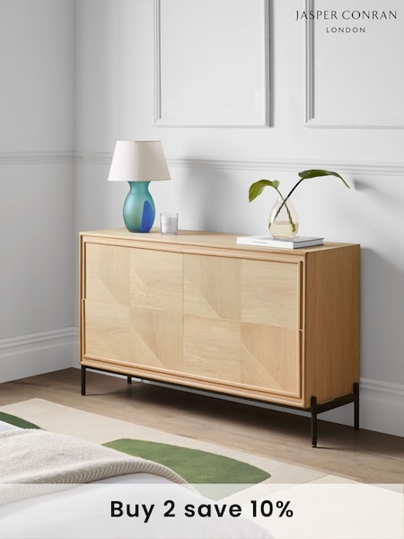 Jasper Conran London Whitewashed Oak Aden Wide Wide Chest of Drawers (B30225) | £899