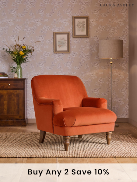 Laura Ashley Annaly Velvet Terracotta Clipsham Accent Chair (B30541) | £399