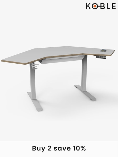 Koble White Gino Corner Height Adjustable Desk With Drawer (B30546) | £325