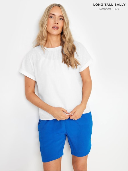Long Tall Sally White Short Sleeve Dobby Top (B33063) | £27