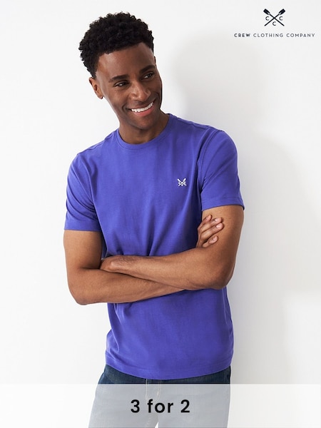 Crew Clothing Dark Blue Plain 100% Cotton Classic T-Shirt (B33461) | £25